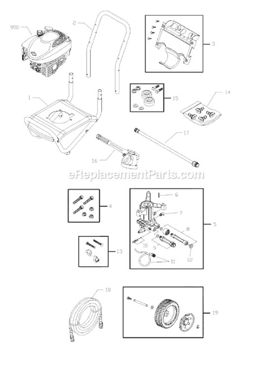 Page A Diagram and Parts List for 020388-0  Briggs and Stratton Pressure Washer